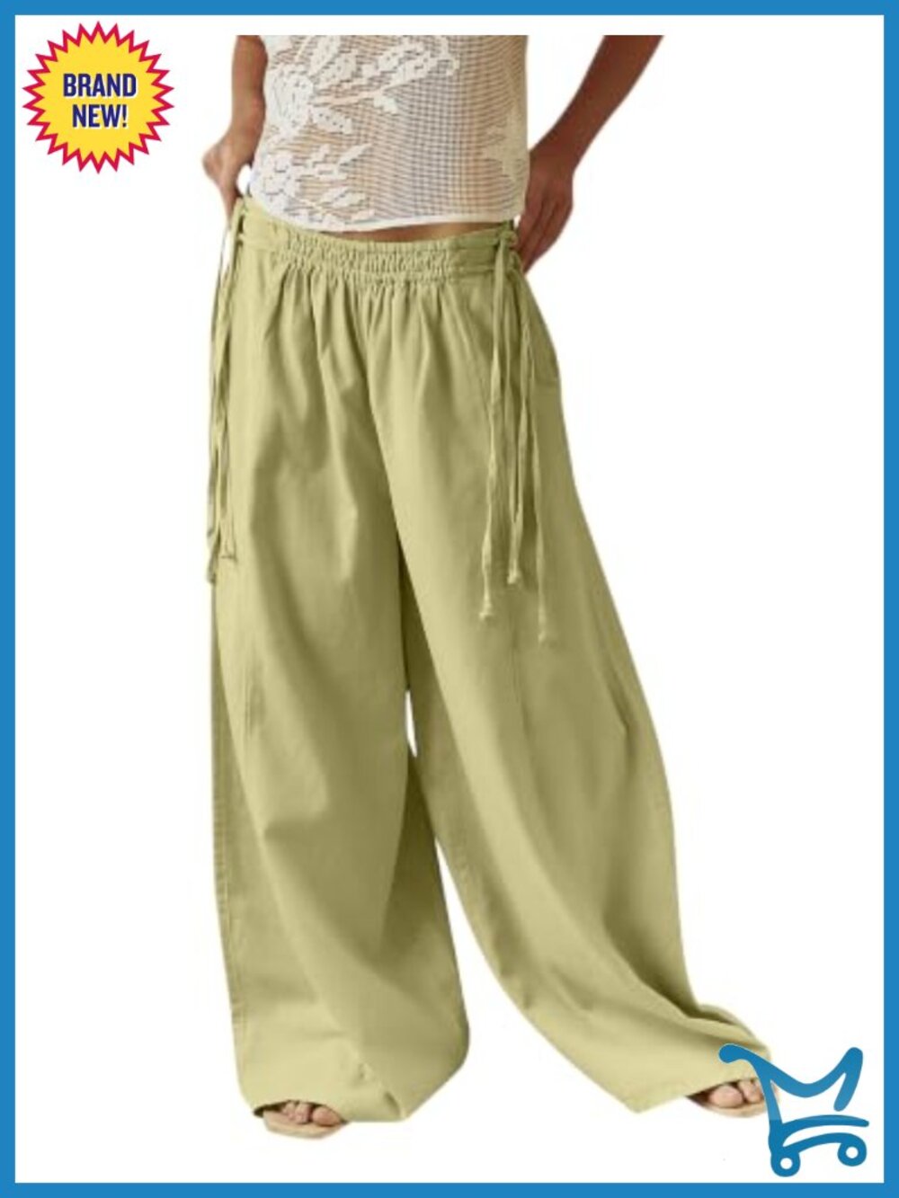 Women Low Waist Cotton Palazzo Wide Leg Lounge Pants